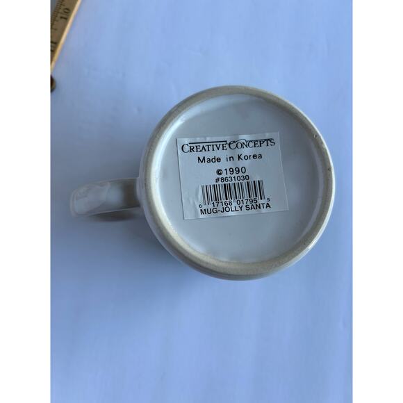 Vintage 1990 Set of 2 Christmas Santa Claus Mugs Creative Concepts Green Red - Picture 2 of 7